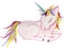 Isolated sleeping pink princess unicorn on a white background. watercolor illustration for prints, posters