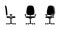 Isolated small office chair vector illustration icon pictogram set. Front, side view silhouette