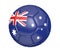 Isolated soccer ball, or football, with the country flag of Australia, 3D rendering