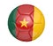 Isolated soccer ball, or football, with the country flag of Cameroon