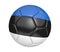 Isolated soccer ball, or football, with the country flag of Estonia, 3D rendering