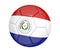 Isolated soccer ball, or football, with the country flag of Paraguay