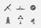 Isolated space icons in grey shape vector set