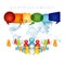 Isolated speech bubble rainbow colors. Network concept. Crowd speaks. Communication text. Group of people talking with world map b