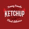 Isolated spicy ketchup vector logo. Natural product retro style emblem.