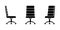 Isolated spinning office chair vector illustration icon pictogram set. Front, side view silhouette