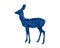 Isolated stag composed of blue glitter on white background
