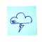 Isolated sticker with the image of the cloud symbol with lightning on a white background