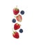 Isolated strawberry and blueberry. Set of strawberry and blueberry isolated on white cut out. Collage of whole blueberries and str