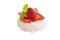 isolated strawberry meringue nest with mint