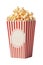 Isolated striped cardboard box with popcorn