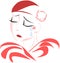 Isolated stylized Sad pierrot in red tones