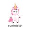 Isolated surprised unicorn.