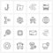 Isolated Symbols Set of 16 Simple Line Icons of folder, internet, arrow, websites, web