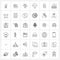 Isolated Symbols Set of 36 Simple Line Icons of shell, cells, balloon, shell, delete
