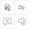 Isolated Symbols Set of 4 Simple Line Icons of basket, aero plane, online shopping, shopping basket, comment