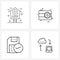 Isolated Symbols Set of 4 Simple Line Icons of bird, save, farming, picture, cloud data sharing