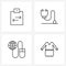 Isolated Symbols Set of 4 Simple Line Icons of clipboard, globe, arrows, medical, top