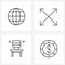 Isolated Symbols Set of 4 Simple Line Icons of disco ball, chair, party ball, shrink, furniture