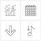 Isolated Symbols Set of 4 Simple Line Icons of lipstick, download, time, services, musical note
