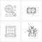 Isolated Symbols Set of 4 Simple Line Icons of search, laptop, seo, sports, web