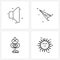 Isolated Symbols Set of 4 Simple Line Icons of ui, plant, send, sent message, sun