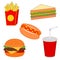 Isolated tasty fast food icon set