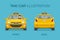 Isolated taxi cab. Yellow sedan taxi car driver service. Front view.