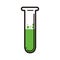 Isolated test tube with green liquid