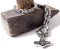 Isolated Thor\'s hammer on a metal chain