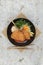 Isolated top view of Fried tempura whiting fish or asohos.