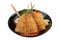 Isolated top view of Fried tempura whiting fish or asohos.