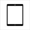 Isolated touchscreen 4:3 black tablet on white background. Tablet symbol Illustration.