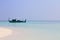 Isolated traditional maldivian boat called `Dhoni`