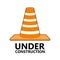 Isolated traffic cone. Under construction