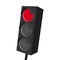 Isolated traffic light with red light on