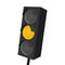 Isolated traffic light with yellow light on