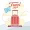 Isolated travel suitcase Pastry colored travel poster Vector