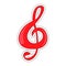 Isolated treble clef. Comic musical note