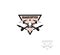 Isolated triangular shape pink color quadrocopter logo on white background, unmanned aerial vehicle logotype, rc drone