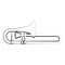Isolated trombone outline. Musical instrument