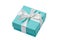 Isolated turquoise gift box on white background with path