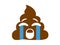 Isolated unhappy and sad brown dung with tear flat icon