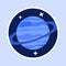 Isolated Uranus Planet With Stars Blue Background In Sticker