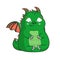 Isolated Ñute cartoon green baby dragon. Clipart