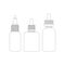 Isolated vape bottles thin line art, outline set with liquid or aroma. Electronic cigarette accessorize, icons