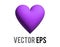 Isolated vector classic love purple glossy heart 3D icon, used for expressions of love,