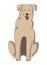 Isolated vector element. Dog. The dog is sitting. A smiling dog. Color image on a white background. The print is used