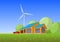 Isolated vector illustration of clean electric energy house.