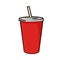 Isolated vector illustration of disposable red soda cup with straw.